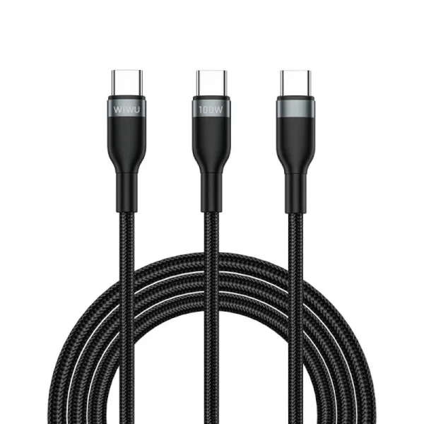Кабель WIWU Concise USB-C to USB-C + USB-C 1.2m 100W Black